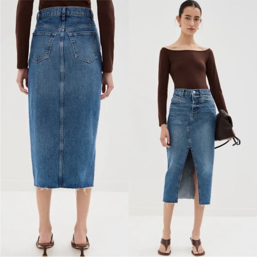 NWT Reformation Jagger Denim Midi Skirt Size 25